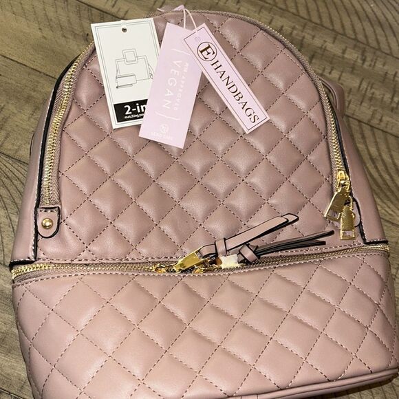 NWT Vegan ? Quilted Backpack ? & Wallet Set Adjustable straps Dusty Rose ? main image 9